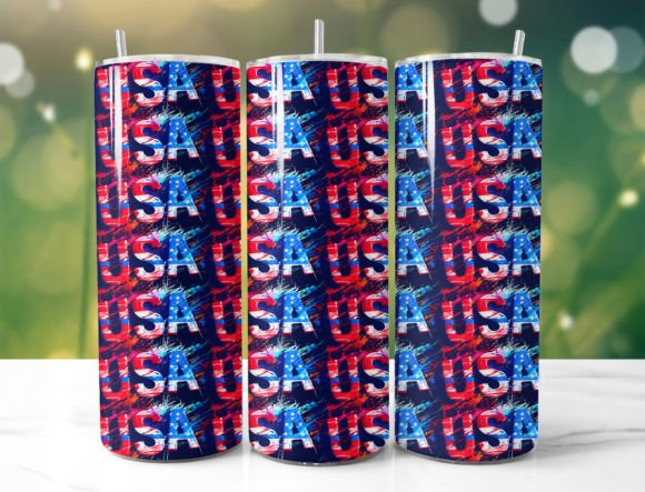 3D Red, White, and Blue Tumbler Wrap: A Patriotic Touch for Your Beverage