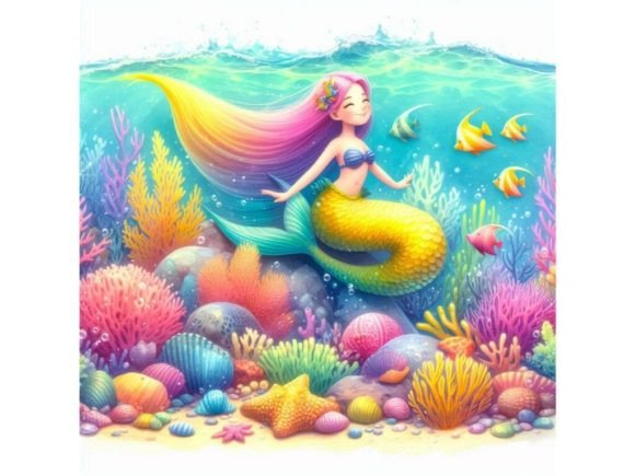 A 3D Mermaid with a Bright Yellow Tail: A Versatile and Creative Design Asset