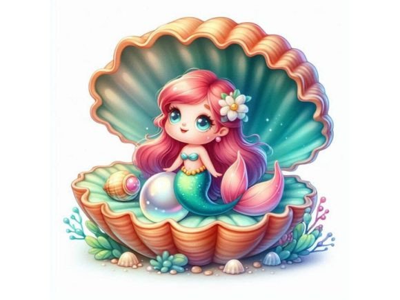 A Charming 3D Mermaid Illustration for Creative Projects