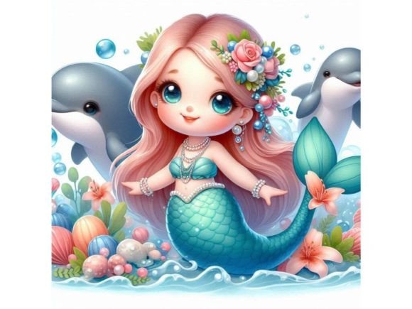 A Cute 3D Mermaid with a Pearl Necklace: A Versatile and Charming Addition to Your Creative Toolkit