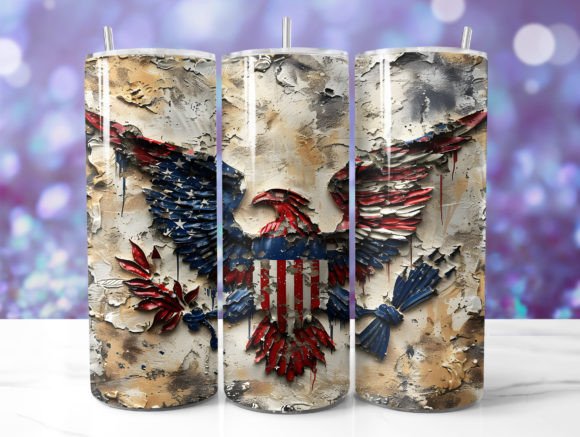 Add a Touch of Patriotic Spirit with the 3D Bald Eagle American Flag Tumbler Wrap