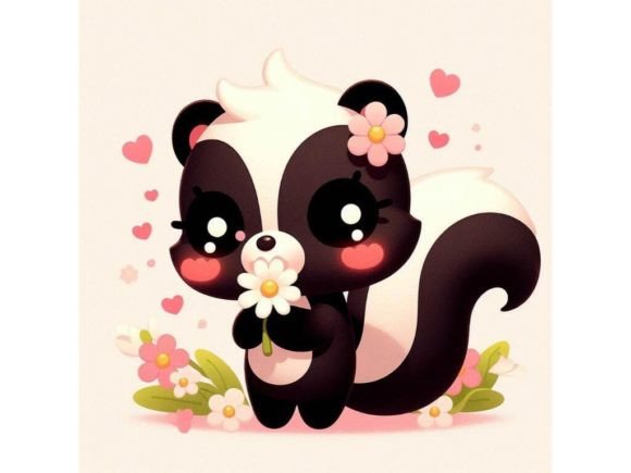Adorable 3D Kawaii Skunk with a Tiny F