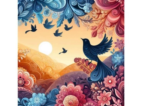 Birds with Intricate 3D Floral Designs I: A Unique Digital Illustration Package