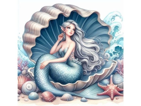 Captivating 3D Mermaid with a Silver Tail