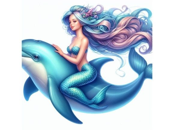 Captivating 3D Mermaid with Long Wavy Hair