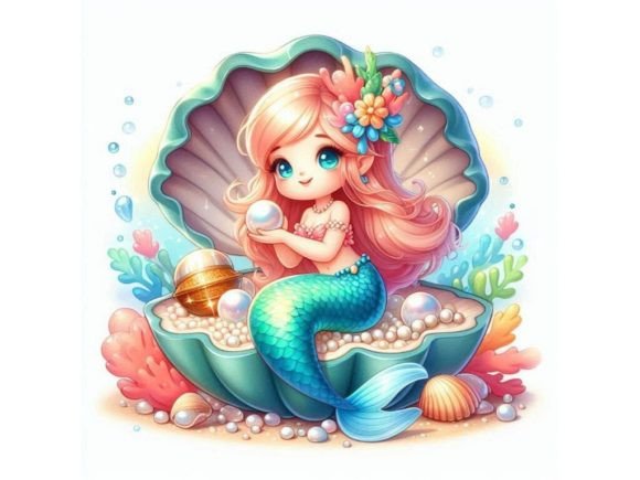 Cute 3D Mermaid in Clamshell for Creative Projects