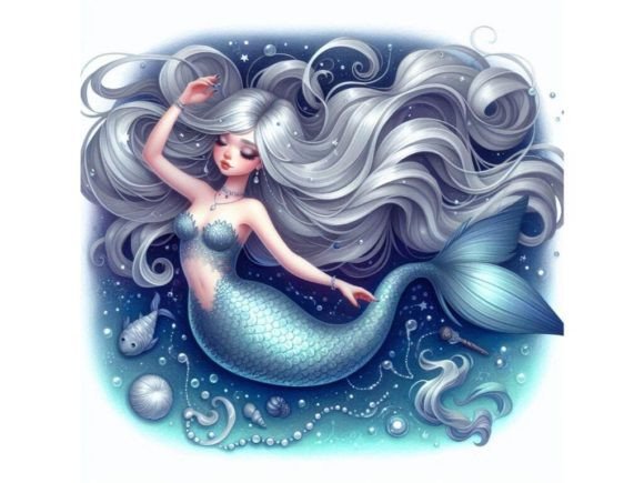 Discover the Enchanting 3D Mermaid with Long Silver Hair