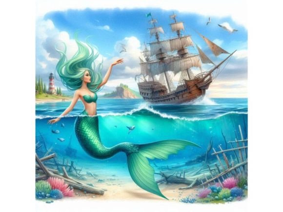 Discover the Enchantment of a 3D Mermaid with an Emerald Green Tail