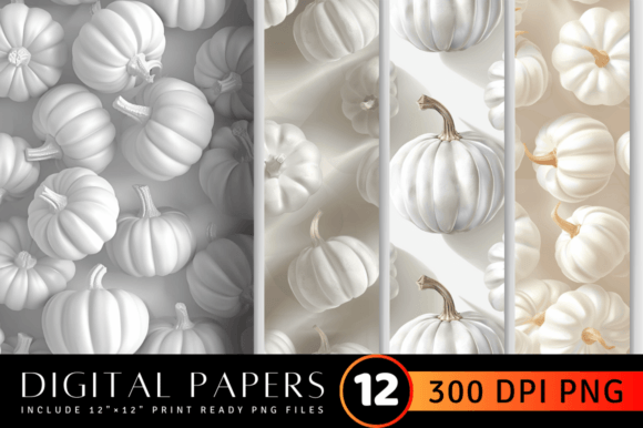 Discover the Versatility of 3D White Pumpkins Digital Paper
