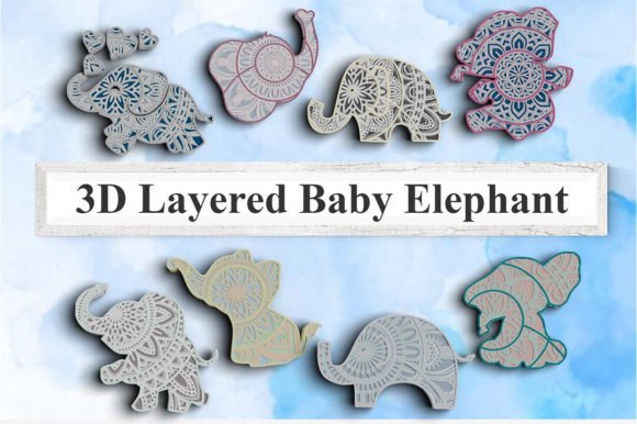 Enhance Baby Showers with 3D Elephant SVG DXF Bundle