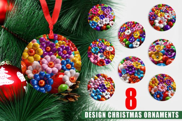 Enhance Your Christmas Decorations with Ornament Shiny 3D Flowers and Christmas Ornaments PNG