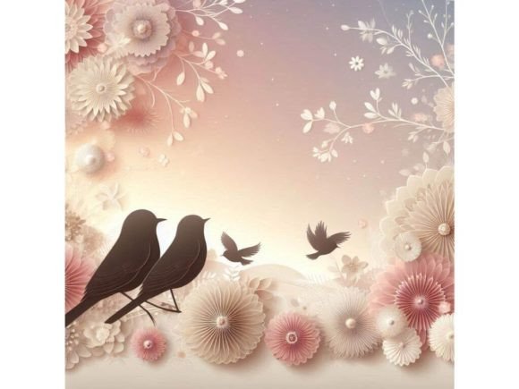 Enhance Your Creative Projects with Birds Surrounded by Soft, Delicate 3D Fl