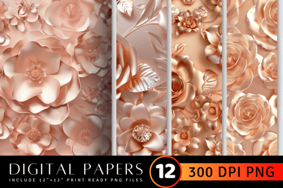 Enhancing Creativity with Rose Gold 3D Flowers Digital Paper