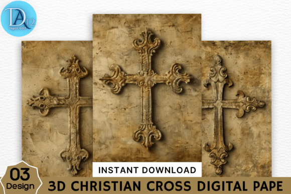 Explore 3D Christian Cross Digital Paper
