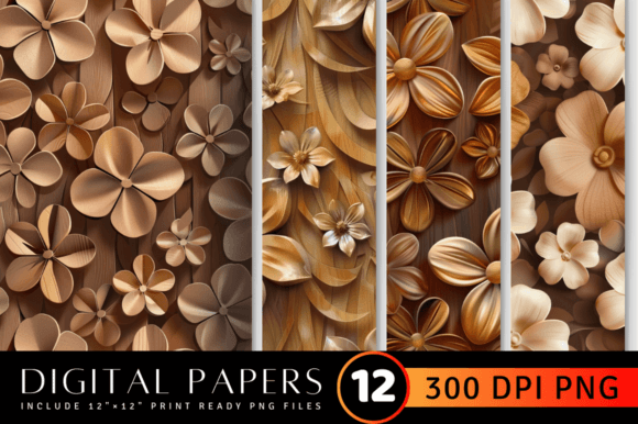 Explore the Charm of Wooden 3D Flowers Pattern