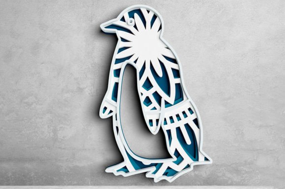 Explore the Intricate 3D Penguin Mandala SVG DXF 4 Layer Design