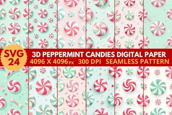 Explore the Versatility of 3D Peppermint Candies Digital Paper
