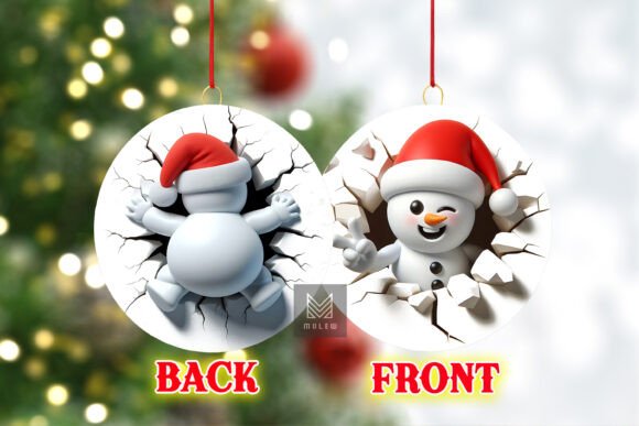 Explore the Versatility of Both Side 3D Xmas Snowman Ornament PNG