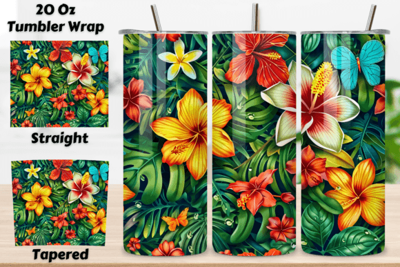 Explore the Vibrant 3D Tropical Paradise Bloom Tumbler Wrap