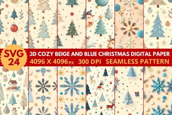 Exploring 3D Cozy Blue Christmas Digital Paper: A Versatile and Festive Design Solution