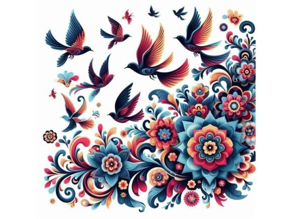 Exploring 3D Floral Patterns Surrounding Colorful: A Versatile Design Solution