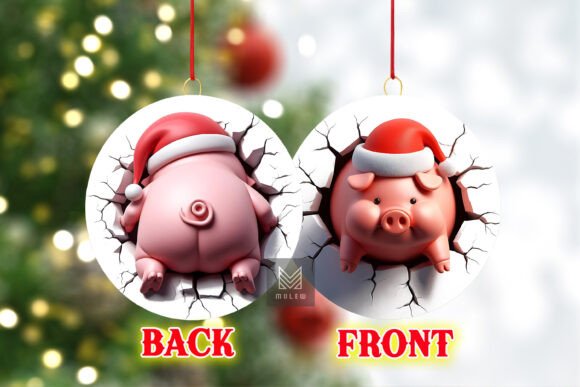 Exploring Both Side 3D Xmas Pig Ornament PNG for Creative Projects