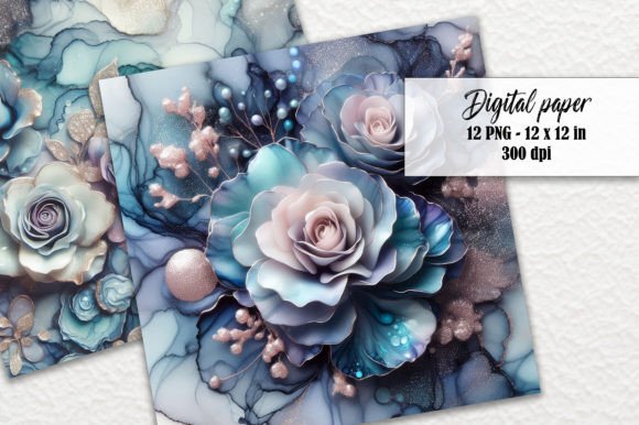 Exploring the Artistry of Alcohol Ink 3D Navy Blue Roses Flowers
