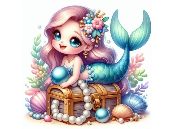 Exploring the Versatility of A Cute 3D Mermaid Sitting on a Treasure