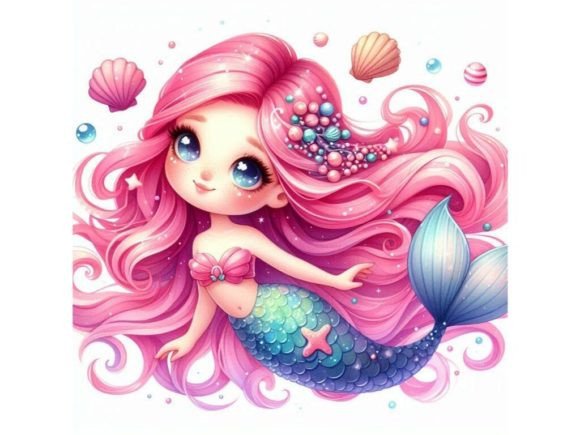 Exploring the Versatility of a Cute 3D Mermaid with Flowing Pink Hair