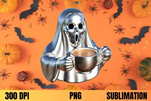 Halloween Ghost 3D Chrome PNG: A Versatile and High-Quality Graphic for Your Creative Projects
