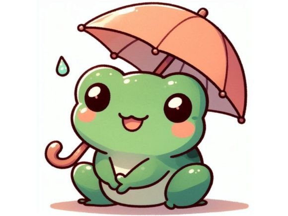 Leap into Creativity with 🐸 Cute 3D Kawaii Frog Holding a Tiny Um