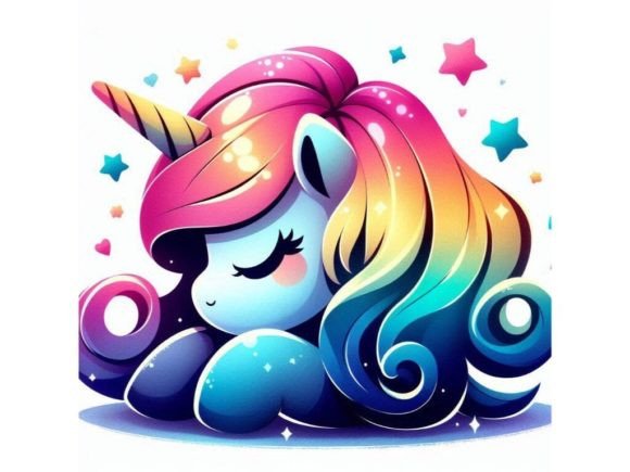 Magical 3D Kawaii Unicorn with Rainbow M: A Versatile and Captivating Design Element