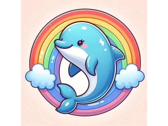 Playful 3D Kawaii Dolphin Jumping Thr