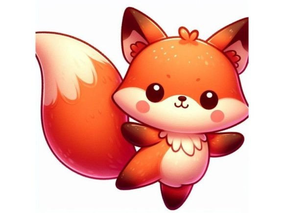 Playful 3D Kawaii Fox with a Fluffy T: A Versatile and Adorable Addition to Your Creative Projects