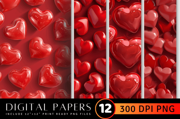Red 3D Hearts Pattern: A Versatile Design Asset