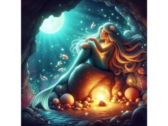 Strategic Use of A 3D Mermaid Resting on a Rock in a Glow for Enhanced Branding and Creativity