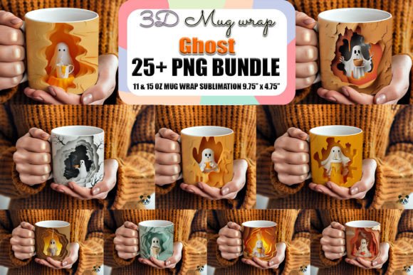 Transform Your Mugs with the Ghost Drink Coffee 3D Mug Wrap Bundle