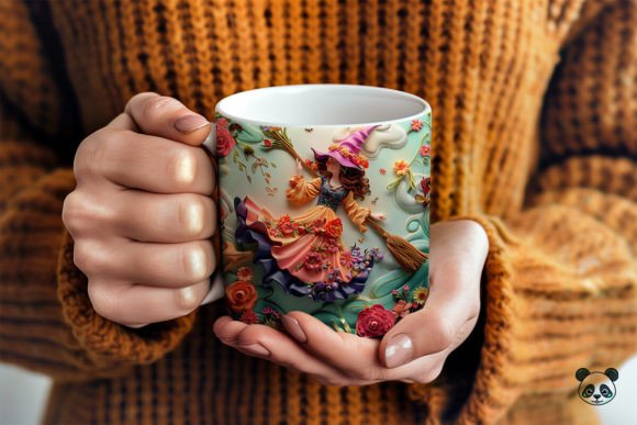 Unleash Your Creativity with the Witch Riding Broom 3D Mug Wrap