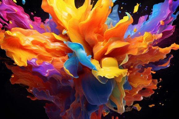 Vibrant 3D Paint Splash Wallpaper for Creatives